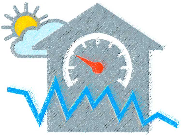 Logo Consobat: une maison, un nuage, un soleil un compteur d'énergie