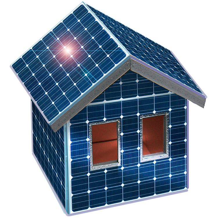 Petite maison composée de panneaux photovoltaïques