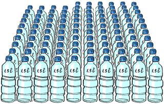 106 bouteilles d'eau de 1,5 litre