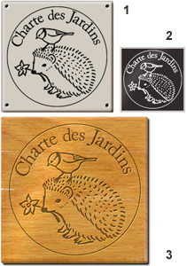 3 modèles de l'emblème de la Charte des Jardins