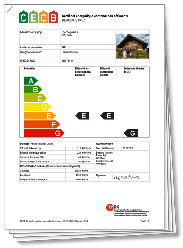 Certificat énergétique cantonal des bâtiments