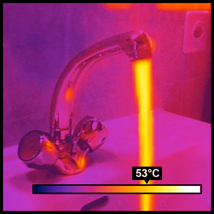 Image thermique d'un robinet ouvert