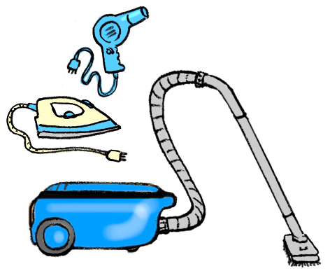 Sèche-cheveux, aspirateur, fer à repasser