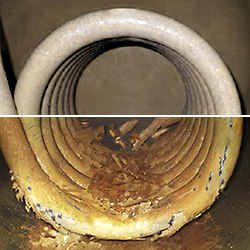 Serpentin de chauffe-eau avant et après détartrage