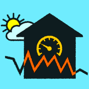 Logo Consobat: une maison, un nuage, un soleil un compteur d'énergie