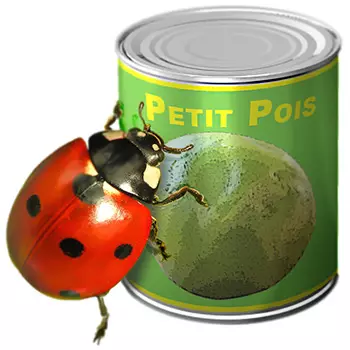 Une toute petite boîte de conserve avec juste un petit pois